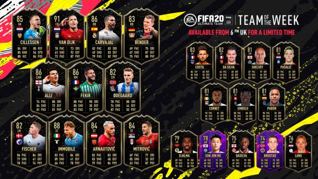 FIFA 20 TOTW 12 with Van Dijk, Cillessen and Carvajal now available