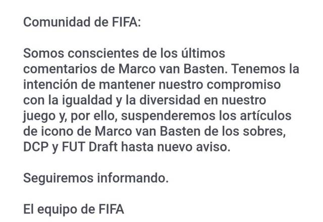 FIFA 20 suspends Marco van Basten for Nazi comment