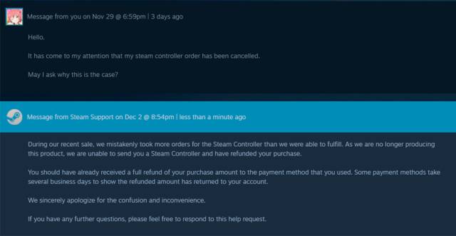 Valve cancels Steam Controller orders due to lack of stock