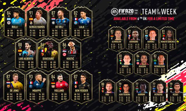 FUT FIFA 20 TOTW 22 with Mbappé, Sergio Ramos and De Jong now available