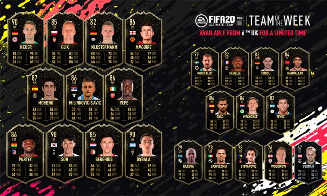 FUT FIFA 20 TOTW 23 with Dybala, Neuer and Gerard Moreno now available