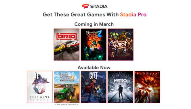 Stadia Pro: the new GRID and more are the free games of March