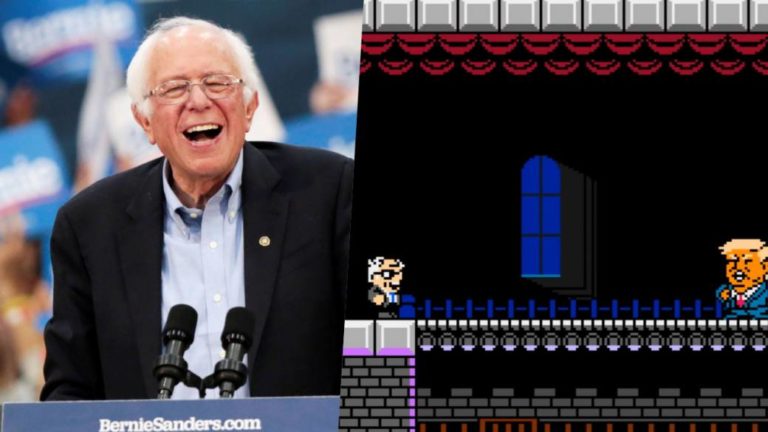 Bernie Sanders, pre-candidate of the US Democratic Party, star of a Mario clone