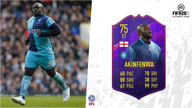 Adebayo Akinfenwa FIFA 20 hero 99 physical card