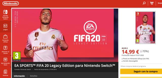 Nintendo Switch offers: FIFA 20 with a 70% discount in the eShop