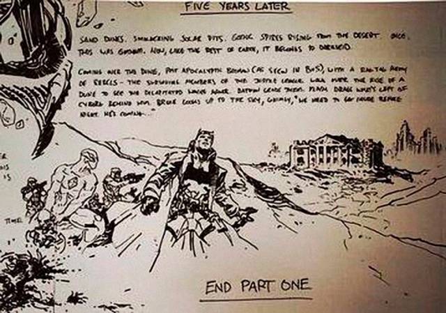 This is the storyboard of the original Justice League ending with Batman Knightmare