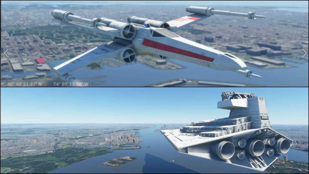 They include Star Wars ships in Microsoft Flight Simulator: X-Wing, Millennium Falcon ...