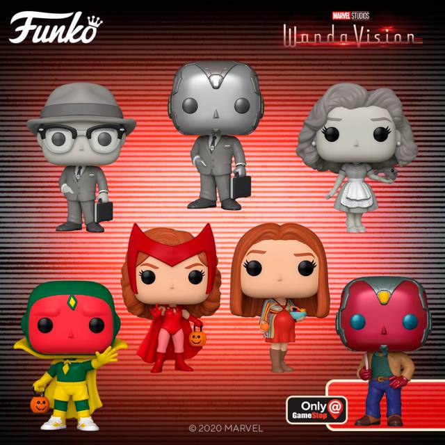The new Funko Pop! from WandaVision discover the costumes of Scarlet Witch and Vision