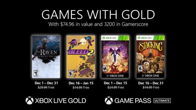 December Free Games on PS Plus, Xbox Gold, Prime Gaming, and Stadia Pro