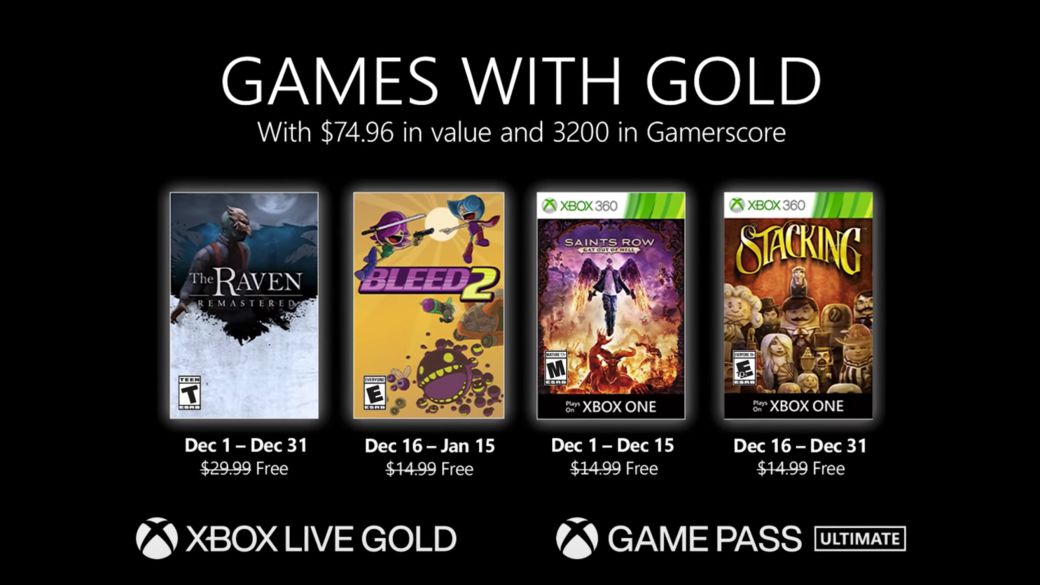 December 2020 Xbox Live Gold Free Games Announced for Xbox Series and One