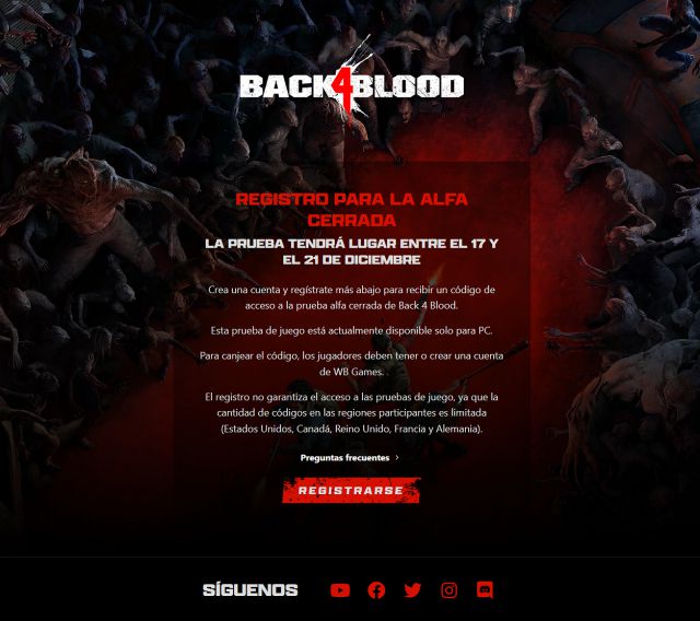 Back 4 Blood registration alpha steam code
