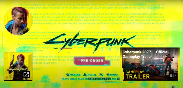 Cyberpunk 2077: a cryptic message revealed about its free DLCs and expansions