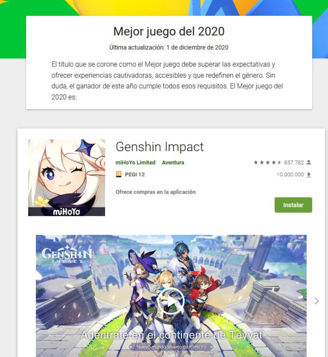 genshin impact on google play