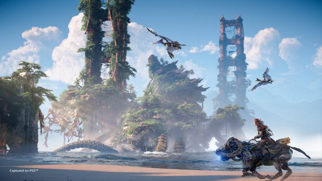 Horizon Forbidden West story scenarios machines release date PS4 PS5 Guerrilla Games