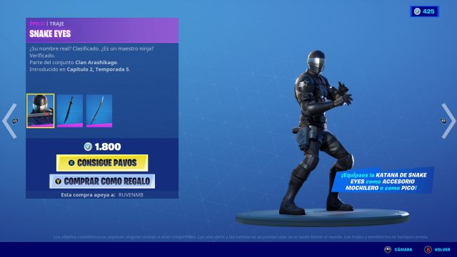 fortnite chapter 2 season 5 skin snake eyes gijoe gi joe price contents