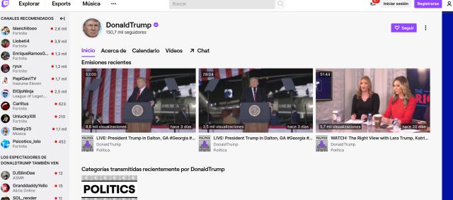 Donald Trump, Twitch, account suspended