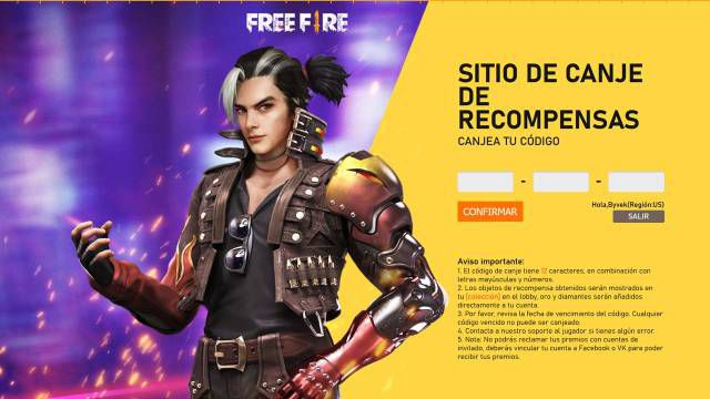 Free Fire free rewards codes redeem mobile skins iOS Android Garena