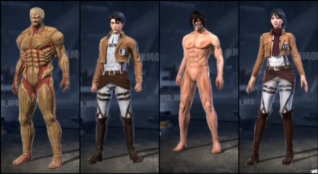 Free Fire Shingeki no Kyojin March event skins titans iOS Android battle royale Garena