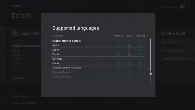 Xbox, languages