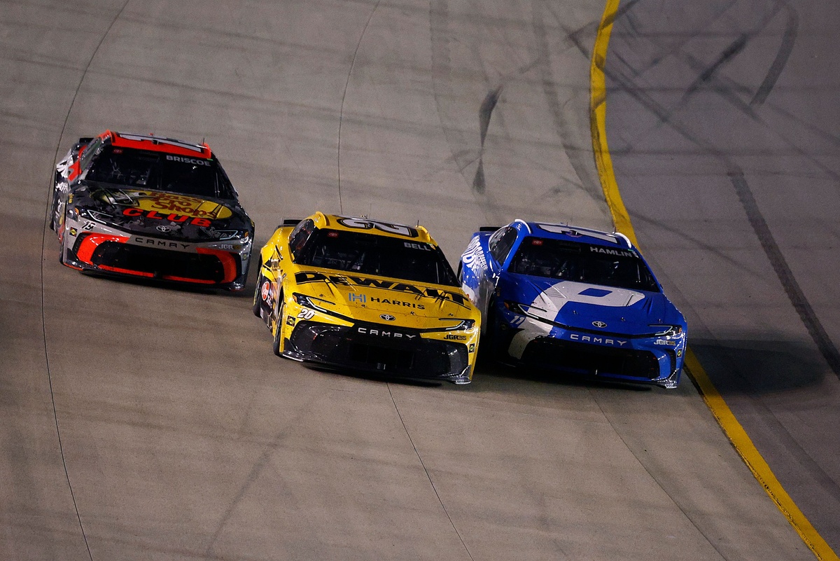 Denny Hamlin wins frantic Nashville NASCAR Cup finish as JGR sweeps top three