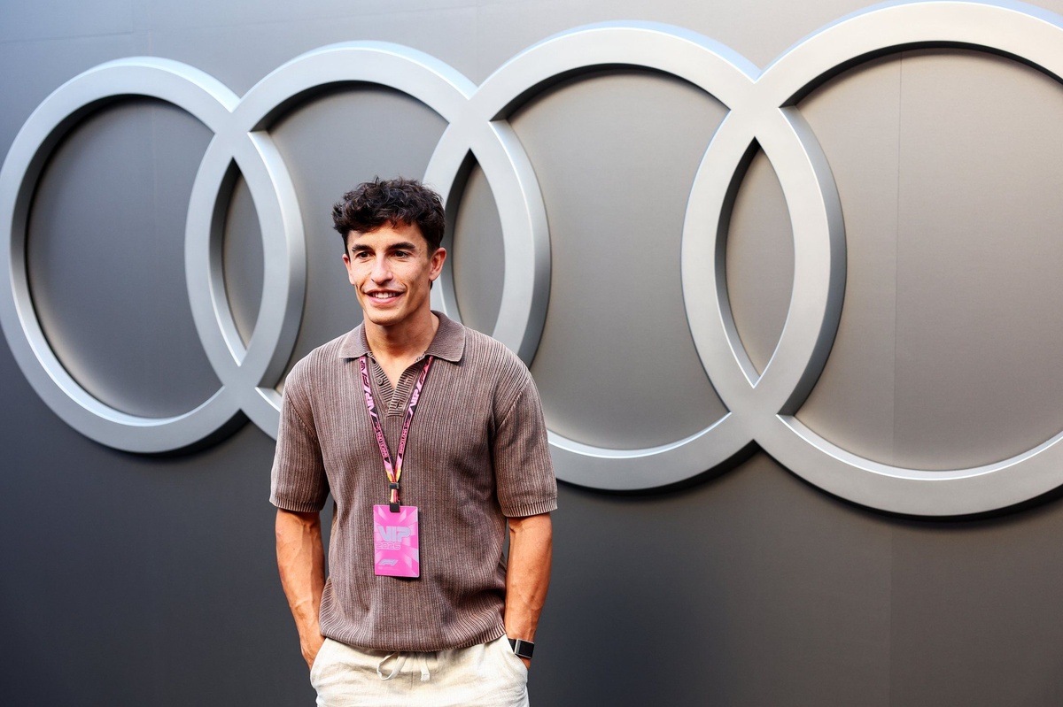 F1 fans spot awkward broadcast error as MotoGP champion Marc Marquez visits Audi in Barcelona