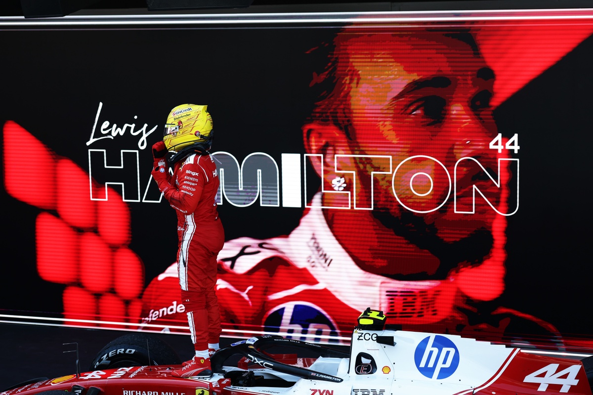 Hamilton’s Ferrari win in Barcelona F1 race sparks Schumacher comparison.