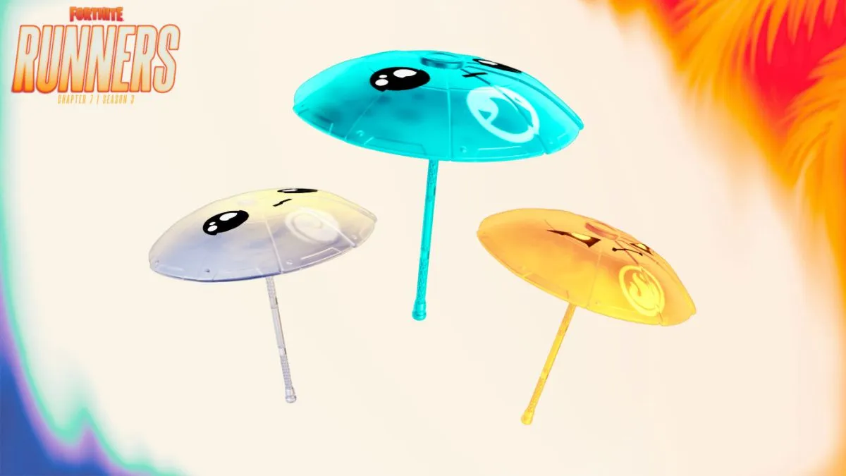 Air Sprite Umbrella, Water Sprite Umbrella, and Fire Umbrella in Fortnite Chapter 7 Season 3