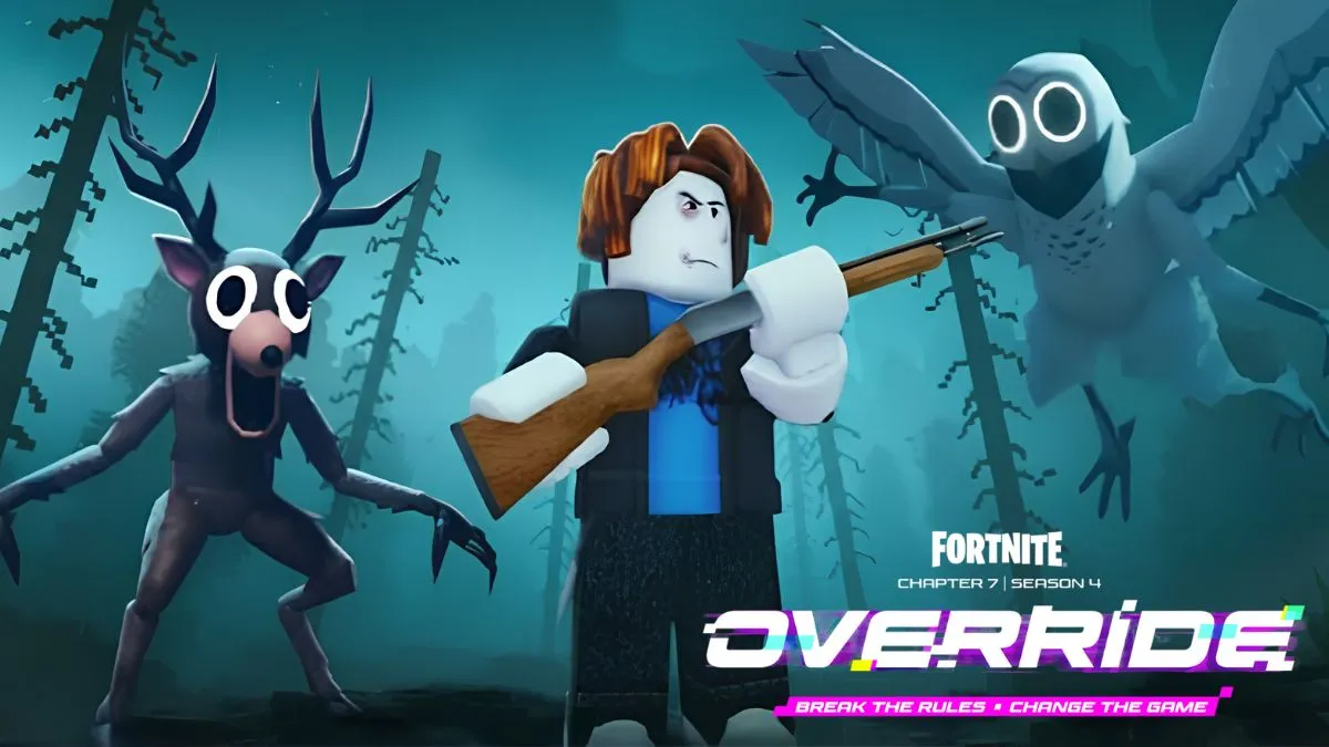 99 Nights in the Forest Keyart with the logo for Fortnite Chapter 7 Season 4