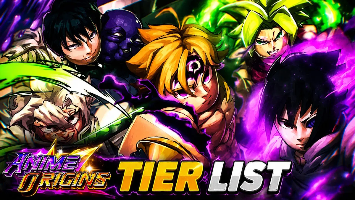 Anime Origins Tier list text with units