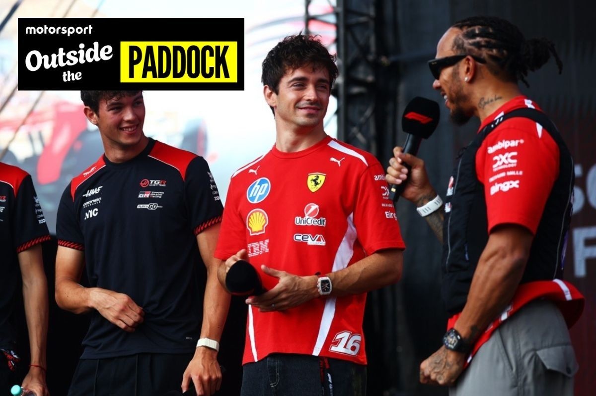 Lewis Hamilton and Charles Leclerc arrive at Sepang in matching sports saloons