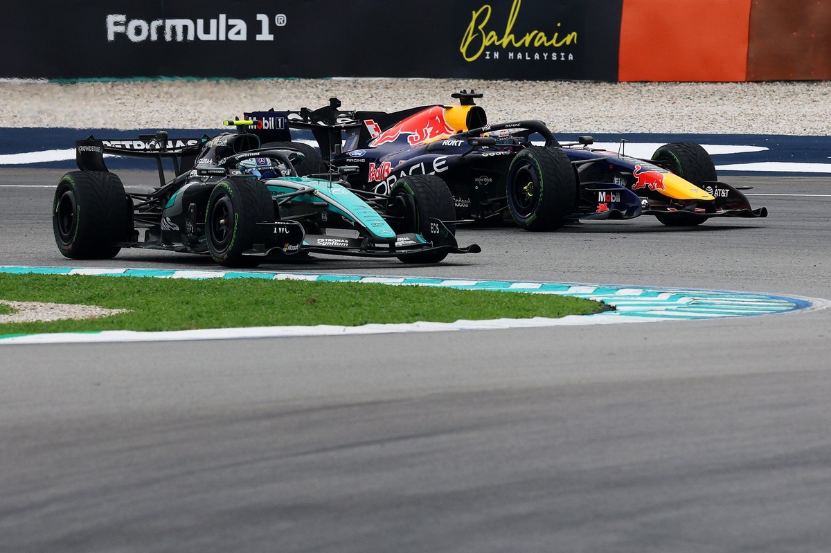 F1 Bahrain GP Chaos: Max Verstappen Clinches Victory While Russell Retires.