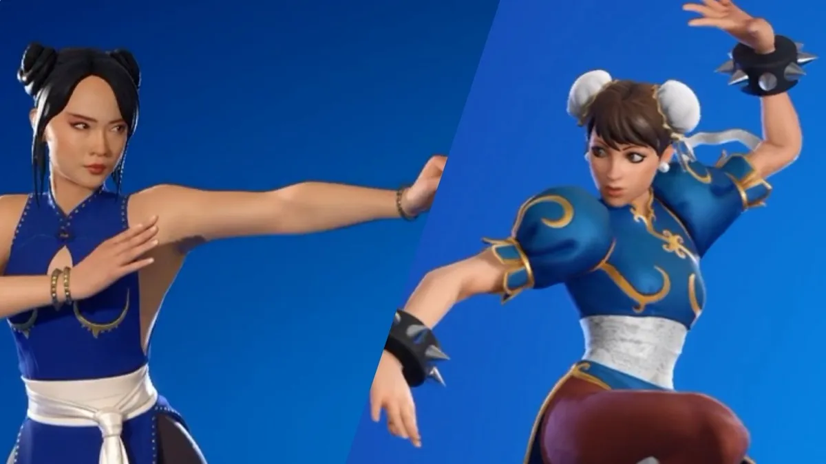 Old and new Street Fight Chun Li Fortnite skins