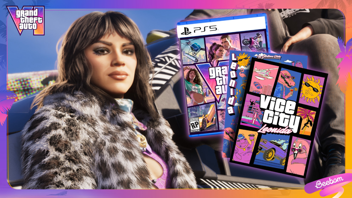 GTA 6 Ultimate Edition screenshot with Lucia and the GTA 6 physcial edition with the Collector