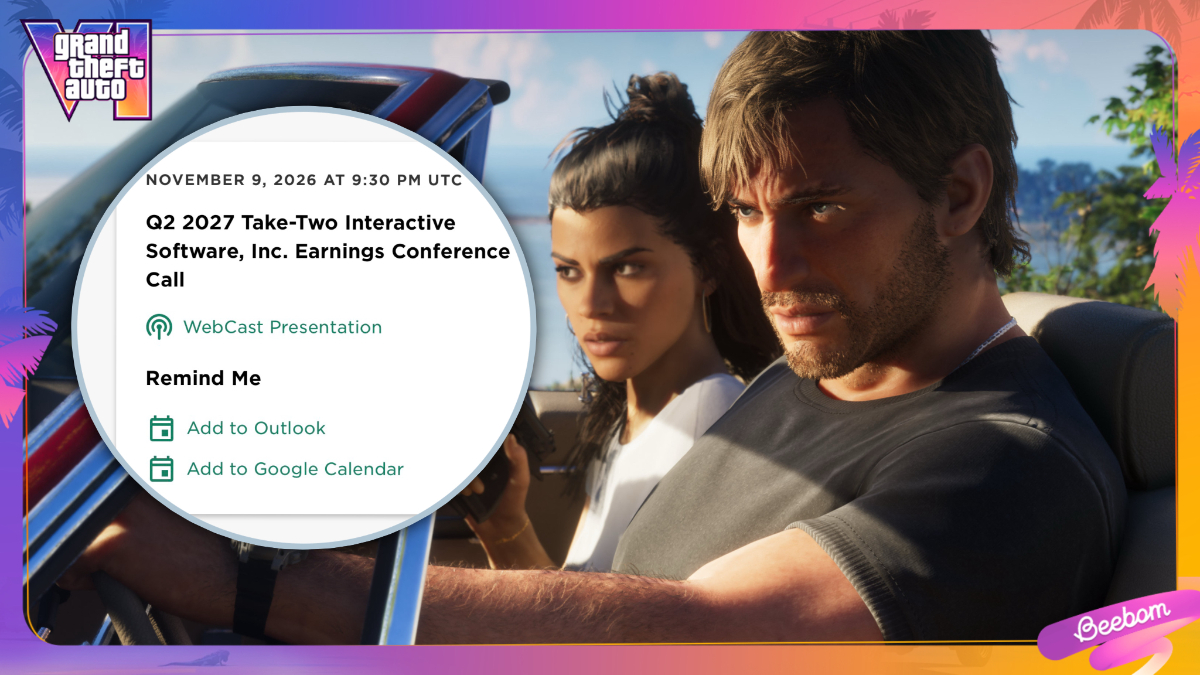 GTA 6 screenshot with Jason and Lucia in a car and Take-Two